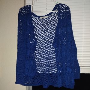 blue crochet cardigan